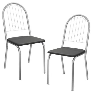 Imagem de Kit 2 Cadeiras Cromada Sala Jantar 2C077CR Corino Nude Kappesberg