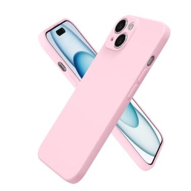 Imagem de oakxco Capa de silicone para iPhone 15 Plus, ultrafina, fina, para mulheres, meninas, cor lisa, minimalista, estética, fofo, feminino, design feminino, gel de borracha macia TPU com capa para câmera