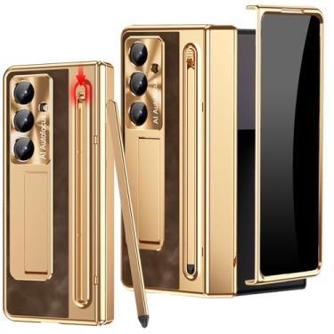 Imagem de YQODSZ Capa para Samsung Galaxy Z Fold 7 com suporte para caneta S e Stylus, capa dobrável de couro PU 7 com protetor de tela de privacidade integrado, capa de couro com suporte fino para Z Fold 7