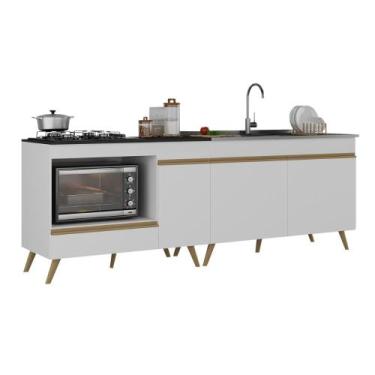 Imagem de Kit Balcão Cozinha para Cooktop/Forno 105cm e Gabinete Pia 120cm Venez