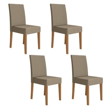 Imagem de Conjunto 4 Cadeiras Josi Poliman Móveis - carvalho/bege