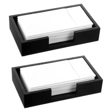 Imagem de Molain Pacote com 2 suportes de papel toalha de bancada, dispensador de guardanapo de madeira de 5 cm de altura cesto de guardanapo plano bandeja de pia vaso sanitário para casa cozinha banheiro