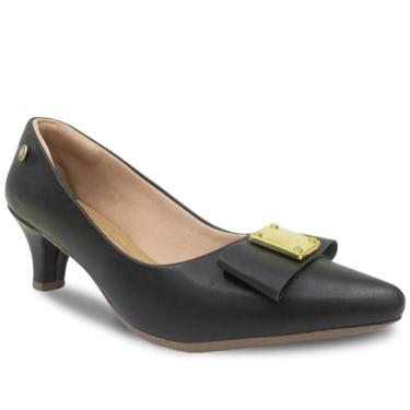 Imagem de Sapato Scarpin Feminino Laço ABS Salto Bloco Confortável R2.13 (Preto, BR, Adulto, Numérico, M, 39)