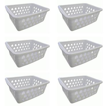 Imagem de Cesto Organizador Multiuso Médio Branco Kit 6 -0593 Uninjet
