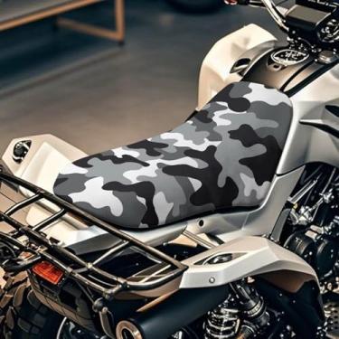 Imagem de SEANATIVE Capa de assento de quadriciclo camuflada preta impermeável antiderrapante universal quatro rodas capa de assento de motocicleta almofada de assento de passageiro protetor acolchoado