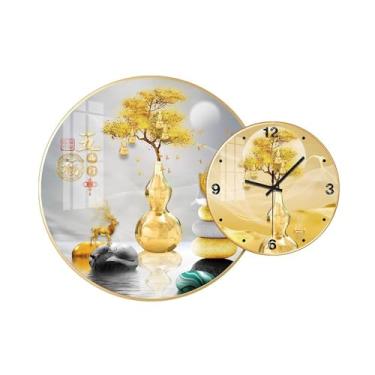 Imagem de ZzleoyuUUs-12 Relógio de parede de cerâmica pintura de parede conjunto de relógios de parede arte de parede relógios pendurados luxo high-end moderno decorativo para sala de estar quarto hotéis