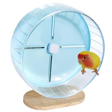 Imagem de Roda de exercício de papagaio super silenciosa com suporte, brinquedos silenciosos, rodas de corrida de pássaros com suporte ajustável de altura para periquitos, conures, hamsters, gerbos, ratos