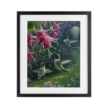 Imagem de Stupell Industries Impressão emoldurada de jardim de beija-flor Haven design sob vidro por Collin Bogle, 53 x 43 cm