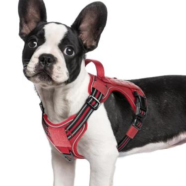 Imagem de rabbitgoo Peitoral para cães tamanho pequeno, sem puxão, colete tático para cães de serviço com alça molle e controle, peitoral militar ajustável e reflexivo para fácil caminhada e treinamento,