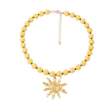 Imagem de NOVYRA Colares de sol com miçangas coloridas, boêmio, redondo, pingente de girassol, joia moderna para mulheres, adjustable, Metal, Sem Pedra Preciosa