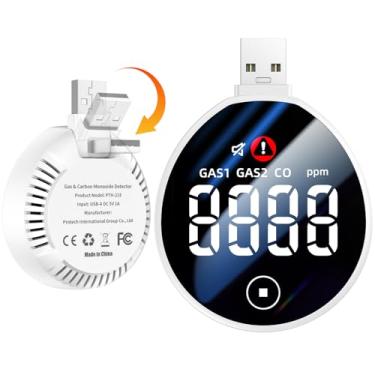 Imagem de Nuleto Detectores USB de monóxido de carbono plug-in 2 em 1, detector de gás natural e monóxido de carbono com visor LCD transparente para casa/hotel/trailer/tenda, 1 pacote, preto