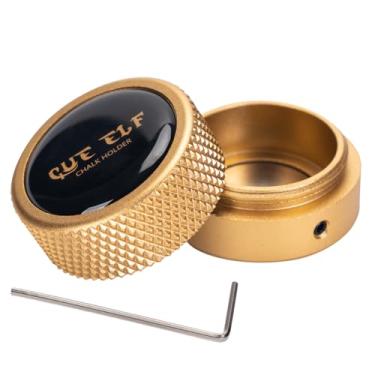 Imagem de CUEELF Suporte redondo de giz de sinuca suporte de giz acessórios de bilhar mini estojo de giz portátil acessório de mesa de bilhar (ouro)