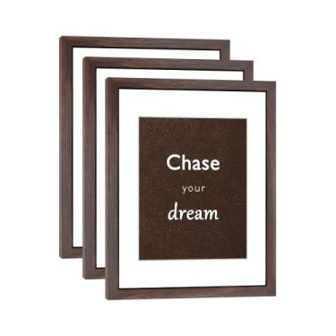 Imagem de Porta-retratos DEKWINN 11x14cm Conjunto de 3 nogueiras com vidro real