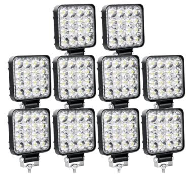 Imagem de AUXTINGS 10 Peças De Mini Luz Trabalho Led Ultrafina 4" Cm 48 W, Holofotes, Luzes Direção 12 V 24 V, Faróis Neblina Off-Road Para Caminhão, Trator, Barco 4X4, Carro, Suv, Quadriciclo, Escavadeira