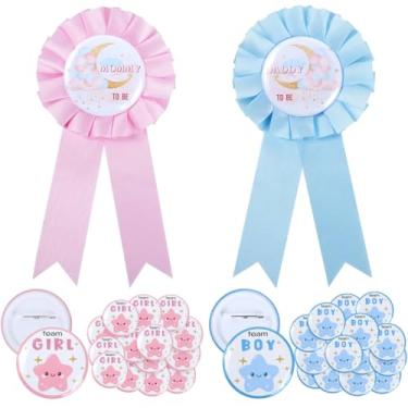 Imagem de Twinkle Twinkle Little Star Gênero Reveal Decorações - Broche Mommy and Daddy To Be e 50 peças de broches de botão Team Girl Team Boy, menino ou menina, cintilante, pequena estrela, revelação de