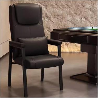 Imagem de Cadeiras De Escritório Com Apoio Lombar, Cadeiras Ergonômicas De Encosto Alto Com Almofada Acolchoada, Poltronas De Couro Cadeira De Sotaque Cadeiras De Banheira Modernas P, Nero, One Size