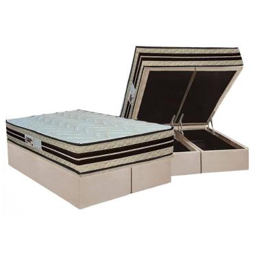 Imagem de Cama Box Baú Queen: Colchão Espuma D45 Paropas AG65 Confort New + Base CRC Suede Clean (158x198)