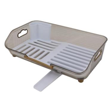 Imagem de Escorredor de pratos bandeja organizador de armazenamento para secagem de pratos ultraeficiente elegante rack de utensílios de mesa de cozinha corta desordem amplifica o estilo com este suporte chique perfeito para secar mesa