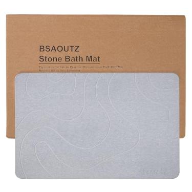 Imagem de BSAOUTZ Tapete de banho de pedra, tapete de banheiro de terra diatomácea natural, super absorvente, secagem rápida, tapetes de pedra antiderrapantes para banheiro, cozinha, entrada, fácil de limpar