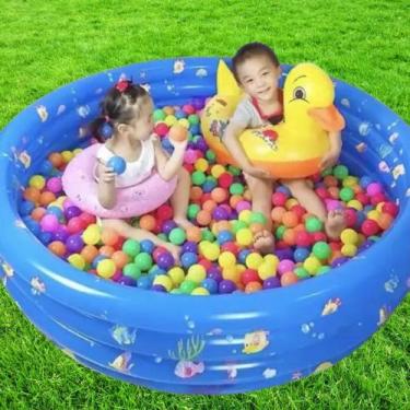 Imagem de Piscina Inflável 3 Gomos Peixinho Redonda Infantil 90cm AZUL - Dutetoy