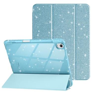 Imagem de HOICHOE Capa para iPad Air 11 polegadas M3 (2025)/M2 (2024), iPad Air 5ª/4ª geração 10,9 polegadas (2022/2020), brilhante brilhante à prova de choque com capa traseira transparente brilhante e suporte