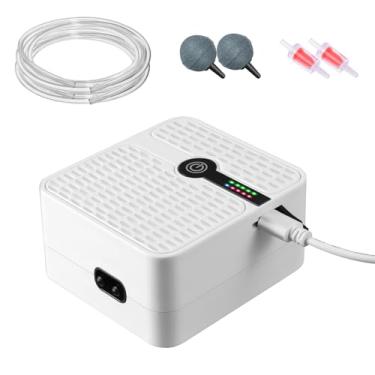 Imagem de FEDOUR Bomba de ar de aquário alimentada por bateria, bomba de oxigênio portátil recarregável por USB, borbulhador de aerador Whisper para tanques de peixes de até 127 litros, pesca ao ar livre