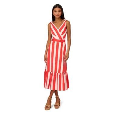 Imagem de Adrianna Papell Vestido midi listrado feminino, Vermelho/branco., 13