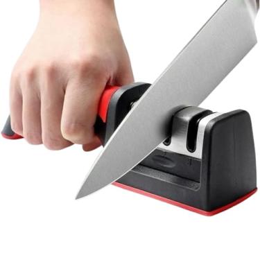 Imagem de Afiador de Facas Manual 3 em 1 – Amolador Profissional de Bancada com Base Antiderrapante e Cabo Ergonômico – Ideal para Cozinha Doméstica e Profissional