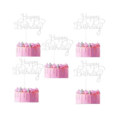 Imagem de Topper De Bolo De Aniversário Em Cartão Glitter 50 Peças Decorações Pa