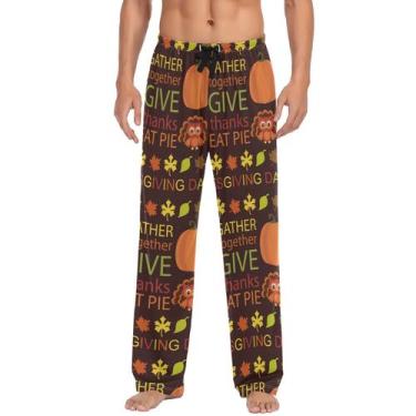 Imagem de Calças de pijama Ollabaky Thanksgiving Turkey Maple para homens XL