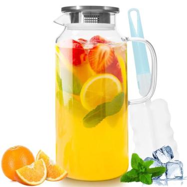 Imagem de Jarra de vidro Yirilan 1.8L com tampa para água quente e fria e suco