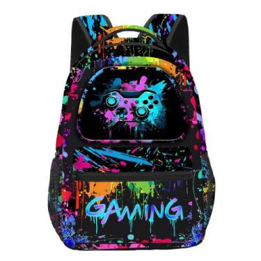 Imagem de Mochila escolar YOZIRIBO Gamer para crianças e meninos 33x17x45cm