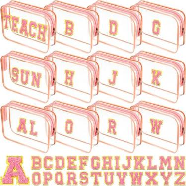 Imagem de Bolsa de maquiagem Huhumy 12 inicial personalizada A-z com adesivos