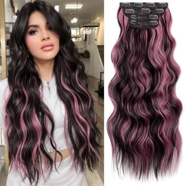 Imagem de Extensões de cabelo KookaStyle Long Wavy Natural Black Pink 60cm