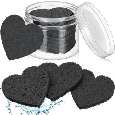 Imagem de Esponjas faciais Nuenen 60 peças com recipiente em forma de coração