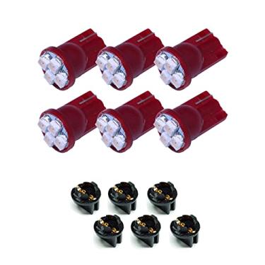 Imagem de PA Lâmpada LED 6PCS T10 168 194 Painel de instrumentos LED Painel de Luz 1/5.1 cm Twist Lock Socket -12V (Vermelho)