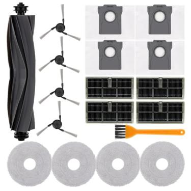 Imagem de Kit de acessórios de peças de reposição para aspirador de pó Dreame L40 Ultra / X40 Ultra / X40 Master e para MOVA P10 Pro/P50 Pro Ultra Robot Vacuum - 1 escova principal de borracha, 4 sacos de