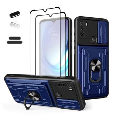 Imagem de ymxdmd Capa carteira para Motorola Moto G50 (5G) de 6,5 polegadas, compartimento para carteira de motorista para cartão de crédito, porta deslizante esconde design portátil, capa híbrida de camada