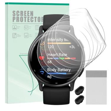 Imagem de FINTIE Pacote com 6 protetores de tela compatíveis com Garmin Vivoactive 5 - Película protetora transparente de alta definição TPU antiarranhões e autorreparável com porta de carregador
