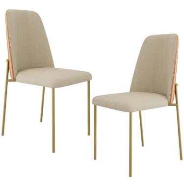 Imagem de Kit 02 Cadeiras Decorativa Estofada Para Sala De Jantar Dourada Bella 