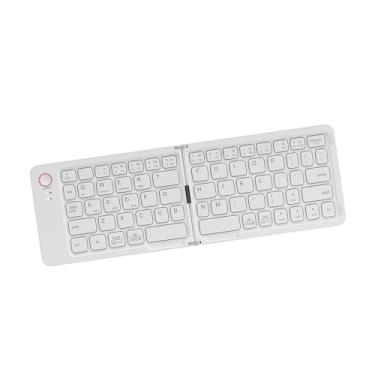 Imagem de BaotyJie Teclado de viagem recarregável, teclado de computador profissional eficiente e dobrável para PC, Branco
