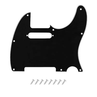 Imagem de DIAO79NI Placa de risco Tele Pickguard de 8 furos para guitarra elétrica de estilo moderno USA/Mexican Fender American Standard Telecaster, preto-branco, 3ply.