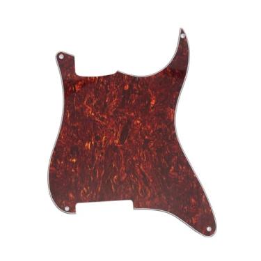 Imagem de ROZILO Red Tortoise 4 furos para guitarra Strat Pickguard ST placa de risco em branco sem furos de captação compatível com substituição de guitarra elétrica Fender Stratocaster