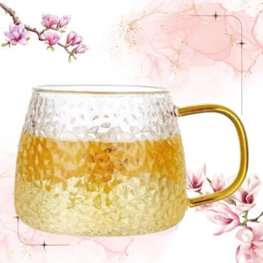 Imagem de Xícara de Vidro Borossilicato 420 ml com Alça Dourada – Design Moderno, Alta Resistência Térmica, Elegante e Durável – Ideal para Café, Chá e Bebidas Quentes ou Frias