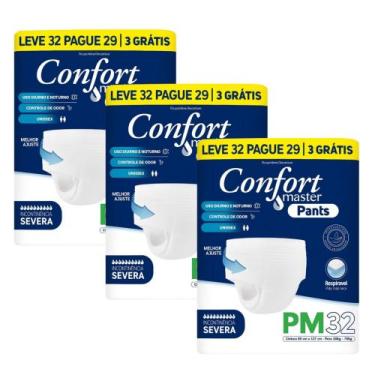 Imagem de KIT 3 PCT Fralda Calça Geriátrica Confort Master Pants C/ 32 Unid - P/