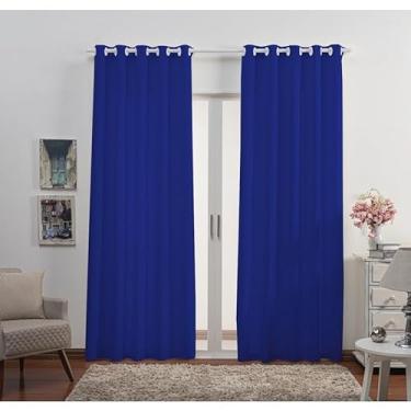 Imagem de Cortina Palha Oxford Sala/Quarto 300x250 Com Ilhós Para Varões Simples 3.00 x 2.50(Azul)