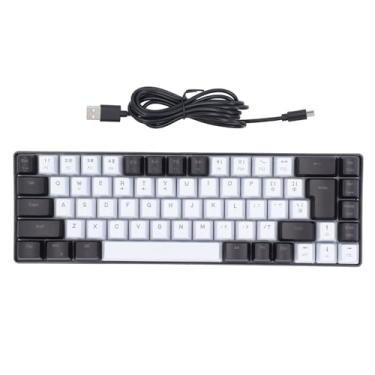 Imagem de Teclado para Jogos de Membrana Com 68 Teclas, Sensação Mecânica de Cor Contrastante para Entretenimento e Trabalho Com de Conexão USB (Preto e branco)