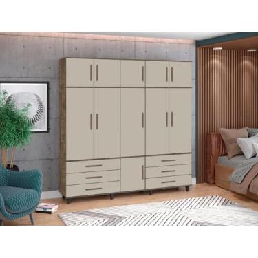 Imagem de Roupeiro Guarda Roupas RM 5 Portas Cor Canela / Off White - SAO MIGUEL