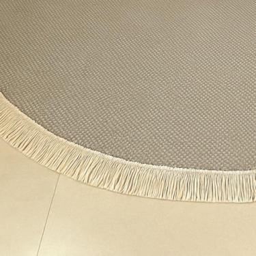 Imagem de Tapete Redondo Dubai Jacquard 200 x 200cm Interior Moderno Antiderrapante Quadrado (Palha Mesclado)