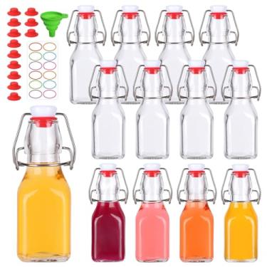 Imagem de Pacote com 12 garrafas de vidro de 118 ml, garrafa de vidro flip top, garrafas quadradas com tampas herméticas para kombucha, kefir, extrato de baunilha, cerveja